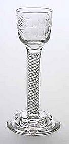 Elegant Opaque Twist Cordial Glass, Helmet Foot; c 1765