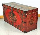 Tibetan Himalayan Polychrome Lacquer on Wood Trunk, Dragon design