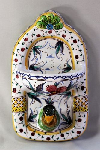 Portuguese hand painted Ceramic Bird Soap dish & Towel Hanger
