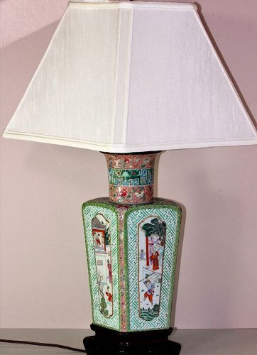 Chinese Famille Rose Qianlong Porcelain Vase Lamp