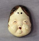 Japanese No Mask Okame Ceramic Netsuke