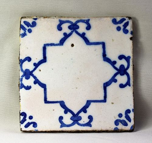 Portuguese Azulejo Ceramic Tile, hand painted