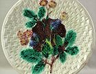 Majolica Faience Pottery Berry & Rose Plate