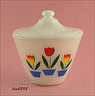 FIRE-KING – TULIPS COVERED BOWL / GREASE JAR
