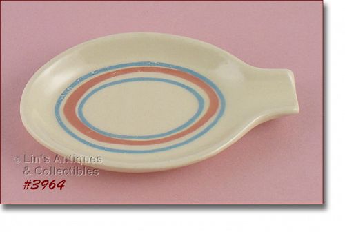 McCOY POTTERY VINTAGE STONECRAFT PINK AND BLUE SPOON REST