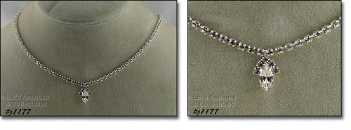 Eisenberg Ice Necklace Silver Tone with Clear Rhinestones