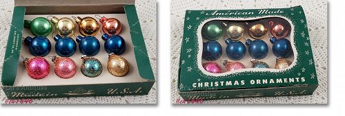 Vintage Glass Christmas Ornaments in Box