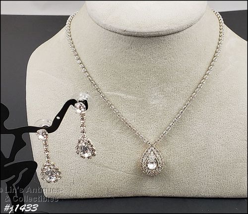 Eisenberg Ice Rhinestone Necklace and Earrings