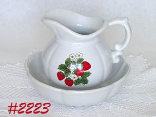 McCoy Pottery Strawberry Country Pitcher and Bowl