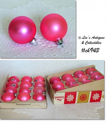 Coby Satin Pink Christmas Ornaments 2 Dozen IOB