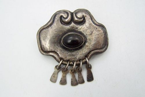 Matilde Poulat Obsidian Matl Vintage Mexican Silver Moth Brooch Pin