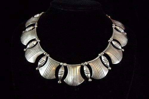 Hector Aguilar Rare  Vintage Mexican Silver Necklace