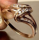 10K PINK ROSE GOLD RING with CHANNEL SET DIAMONDS