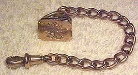 9K ROSE GOLD WATCH CHAIN & FOB w/ SEAL END 1897