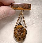 Marble Bakelite Carved Perfume Bottle Pin or Brooch c1930s