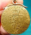 George III 1791 Spade Guinea Coin Necklace Pendant Genuine 22 K Gold