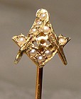 14k Masonic Stick Pin Seed Pearls 1910 14 K Tie Lapel Pin Masons