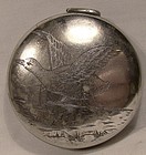 Victorian Hand Engraved Silver Plated Snuff Box with Beach Scene