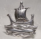 Thomas Kerr Ebbutt Galleon Sailing Ship Sterling Silver Pin Brooch