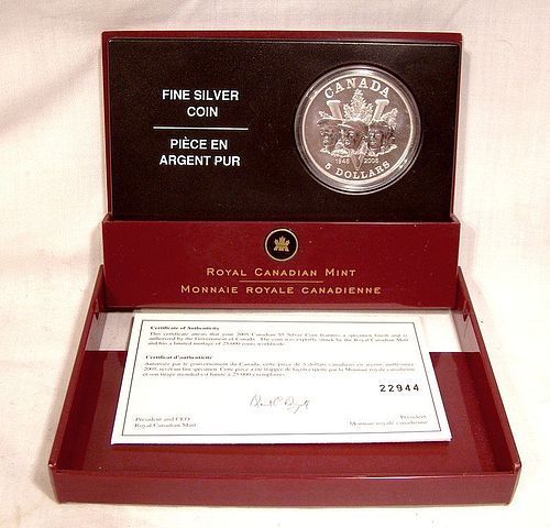 2005 Canada 5 DOLLARS End of World War II Pure Silver Coin in Case