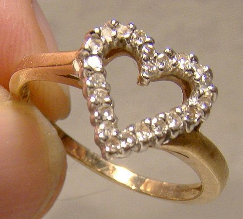 10K Diamonds Open Heart Ring 1980s - Engagement or Birthday Gift