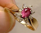 10K Pink Topaz & Diamonds Cluster Halo Ring 1970 - Size 6