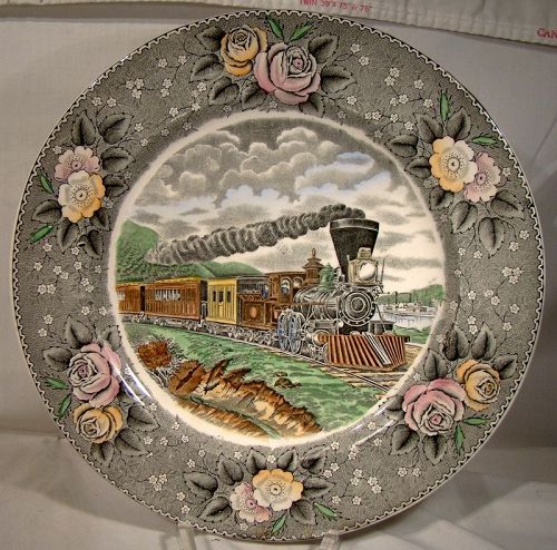 Adams American Express Train Currier & Ives 10-1/2" Plate 1930s