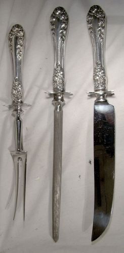 Northumbria Normandy Rose Sterling Silver 3 Pc. Carving Set