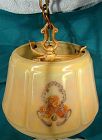 Art Deco Lightolier Luster Czech Glass Shade Ceiling Lamp 1920s