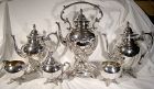 Rogers 7 Piece Silver Plated Tea Service Set with Tip Kettle 1950s