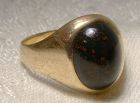 Man's 10K Bloodstone Cabochon Signet Style Ring 1930s 1950s - Size 8
