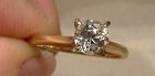 14K White Sapphire Solitaire Engagement Ring 1950s-60s - Size 5