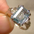 10K White Gold Green and Clear Spinels Ring 1970s - Size 6