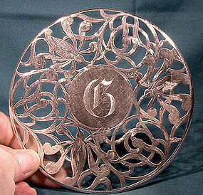 ART NOUVEAU STERLING SILVER OVERLAY TRIVET or TABLE STAND