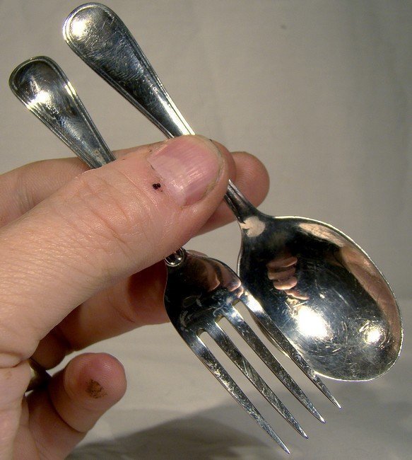 silver baby spoon and fork set