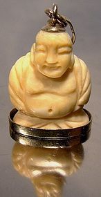 Vintage 18K Hand Carved Buddha Figure Pendant or Charm