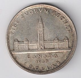 1939 CANADA SILVER $1 ONE DOLLAR COIN AU