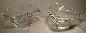 Pair Signed DAUM French Crystal NUT MINT or CANDY DISHES