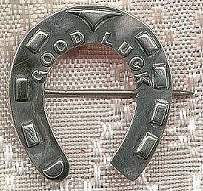 Victorian GOOD LUCK STERLING HORSESHOE PIN c1880s