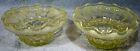 Pair Victorian VASELINE OPALESCENT GLASS EPERGNE BOWLS
