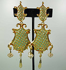 Huge '94 Christian Lacroix 18th C Style Enamel Earrings