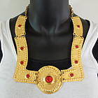 1970s Alexis Kirk Etruscan Barbaric Red Cabs Necklace