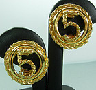 1980s Chanel Earrings No. 5 Logo Gold Rope Twist