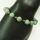 Antique 1920s 9mm Jade Bead Chain Strung Bracelet
