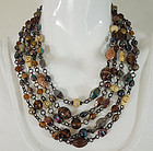 1990 French 4 Strand Poured Glass Wired Necklace