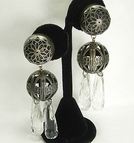 Statement 1990 French Filigree Lucite Drop Earrings