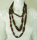 Huge Monies Horn Necklace 84 Inches Faux Tortoise Statement