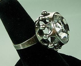 Huge E Granit Finland Sterling Rock Crystal Ring 1970