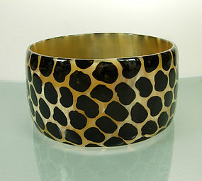 Statement Size Wide Painted Animal Print Horn Bangle