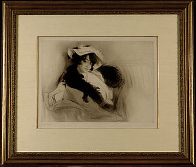 Edgar Chahine, drypoint etching, "Elvira," 1906
